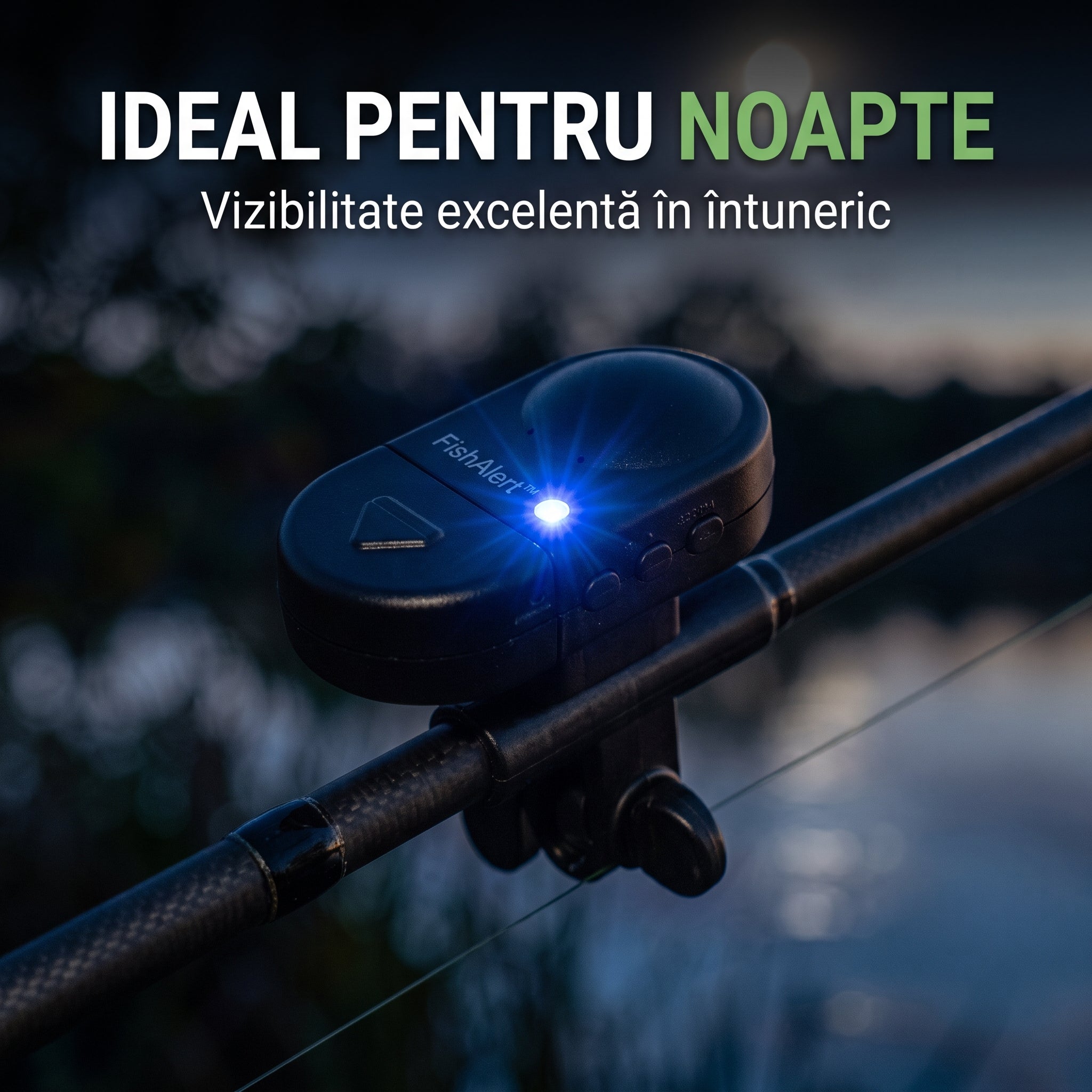 FishAlert™ – Senzor Avertizor Mușcătură Pescuit cu Sunet și LED, Rezistent la Apă 1+1 GARTIS