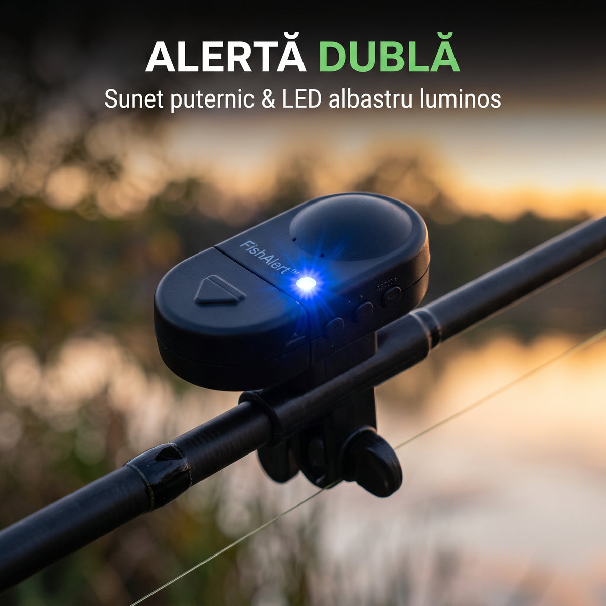 FishAlert™ – Senzor Avertizor Mușcătură Pescuit cu Sunet și LED, Rezistent la Apă 1+1 GARTIS