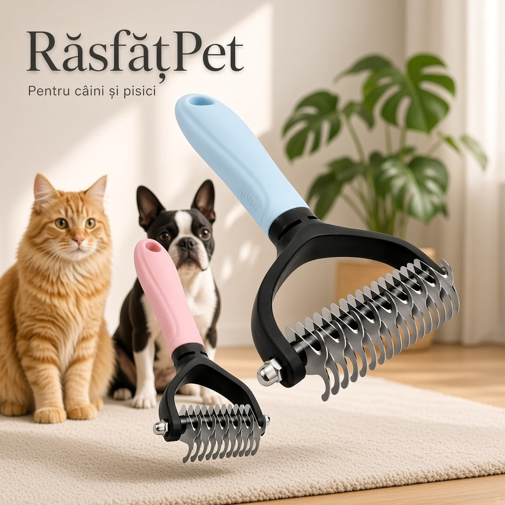 RăsfățPet– Perie Profesională 2-în-1 pentru Câini și Pisici